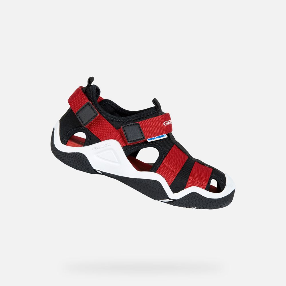 Geox Erkek Çocuk Sandalet Siyah/Kırmızı - Wader - RNU-213490